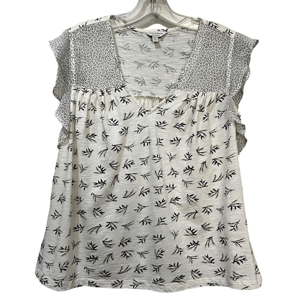 Lucky Brand Medium Fall Floral Cap Sleeve Tank Blouse Cotton Modal Y